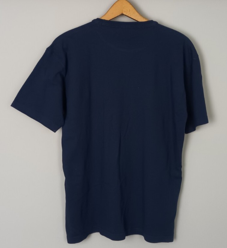 VINTAGE RETRO 80s 90s BLUE TOMMY JEANS BRIGHT BOLD FESTIVAL SPORTS T SHIRT TOP gallery