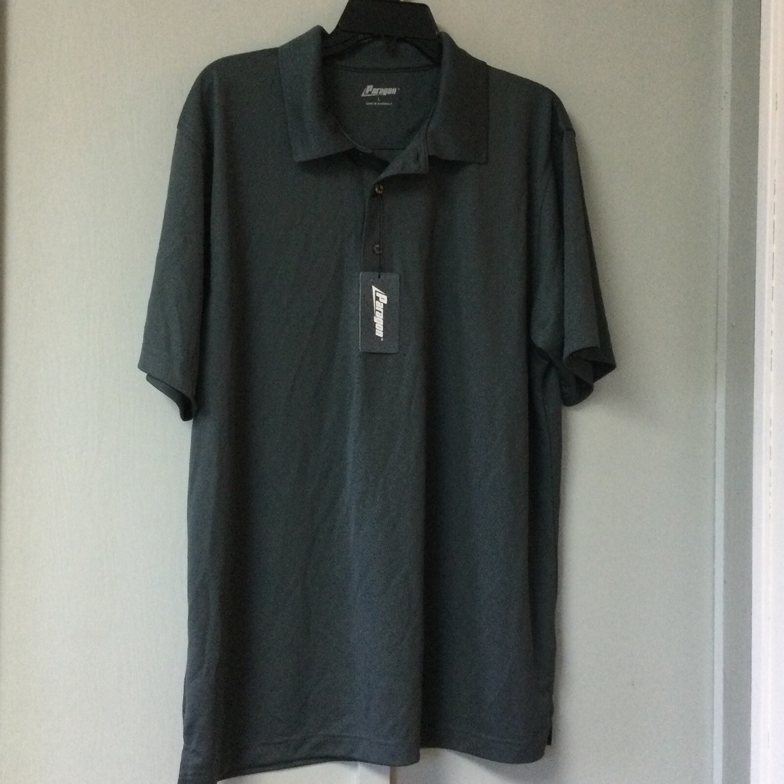 Men's Paragon Large Proof UPF 30+ Sun Gray Polo Short Sleeve Shirt NWT gallery