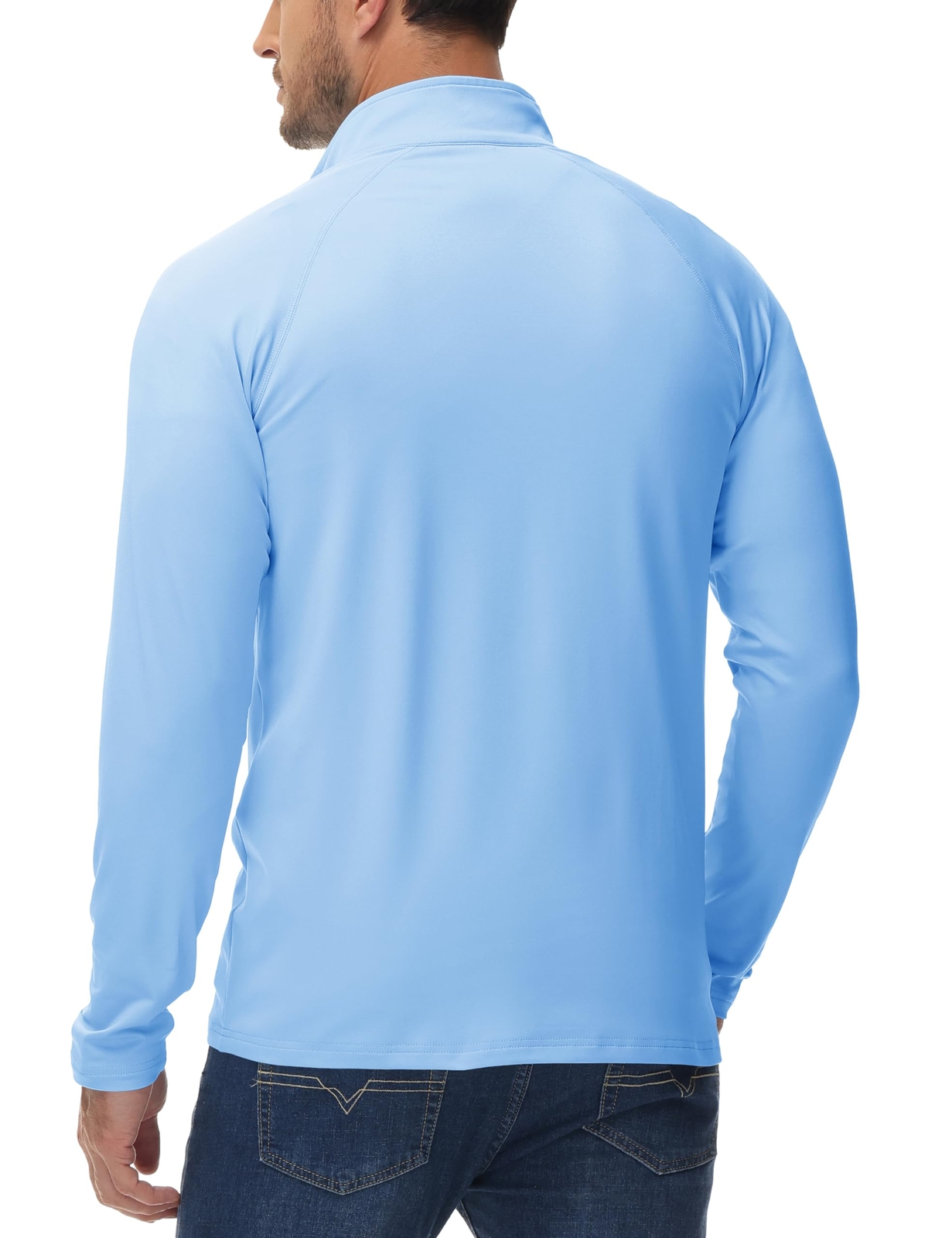 Mens UPF50+ Long Sleeve T-Shirts 1/4 Zip Up Quick Drying Sun Shirts Fishing Tops gallery