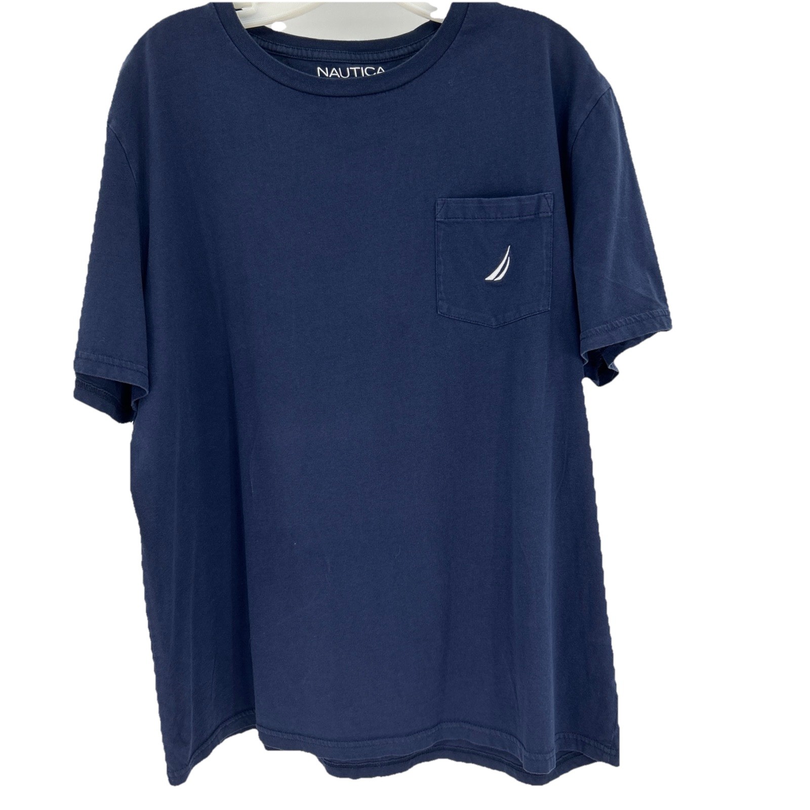Nautica Mens XL Navy Blue Cotton Short Sleeve Pocket T-Shirt Embroidered Logo gallery