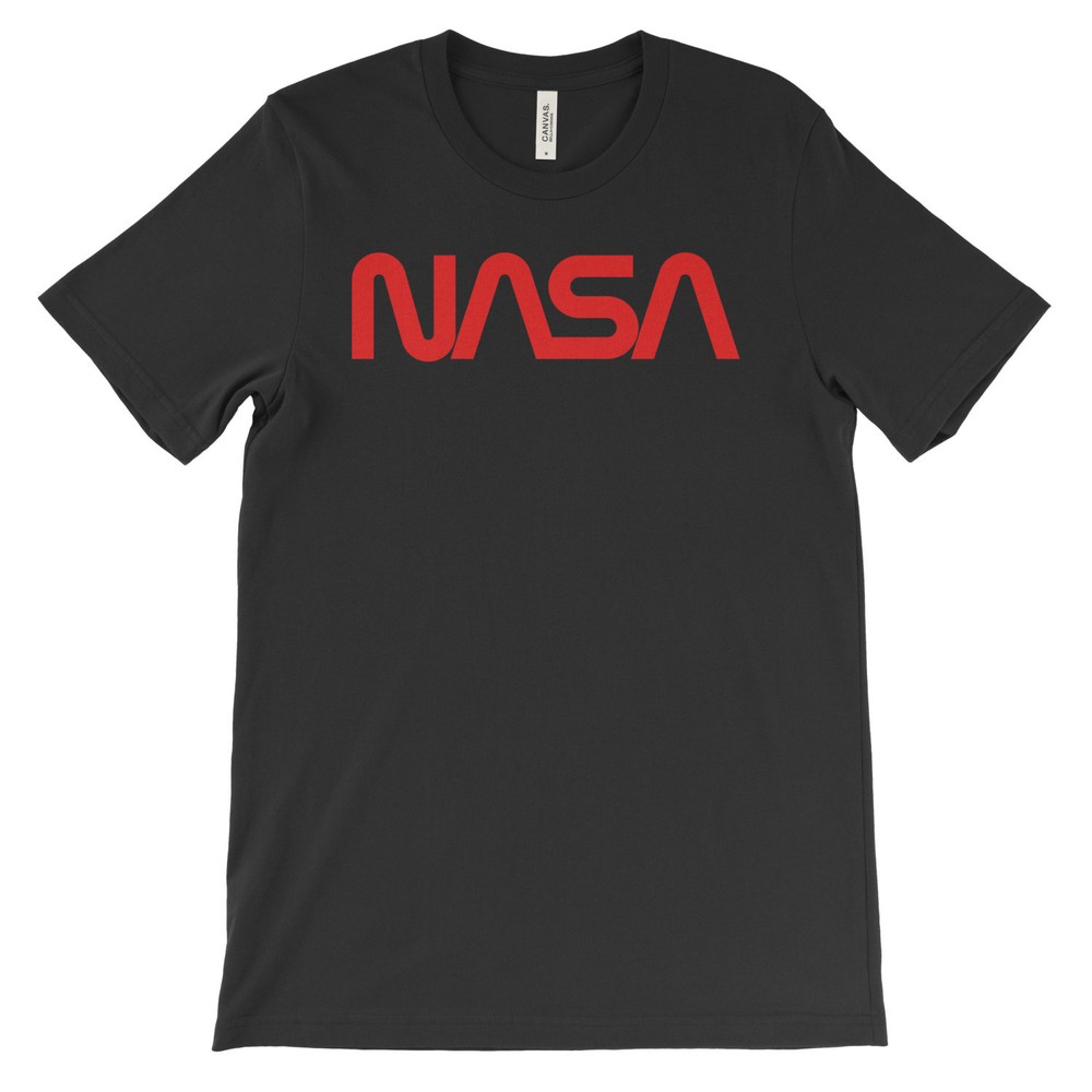 NASA T-Shirt. Large Text Logo. Tee on Black White or Gray. Space Astronaut NEW