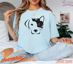 Dog and Cat Split Face T-Shirt – Minimalist Pet Lover Graphic Tee – Cute Dog Cat