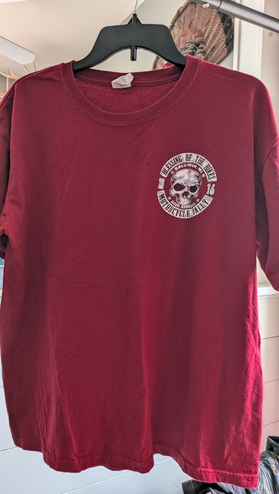 Blessing of the Bikes 2016 44th Annual Motorcycle Rally T-Shirt Crimson Red Larg