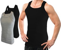 Different Touch 2 Pack Men G-Unit Square Cut Ribbed Basic Colors Tank Tops