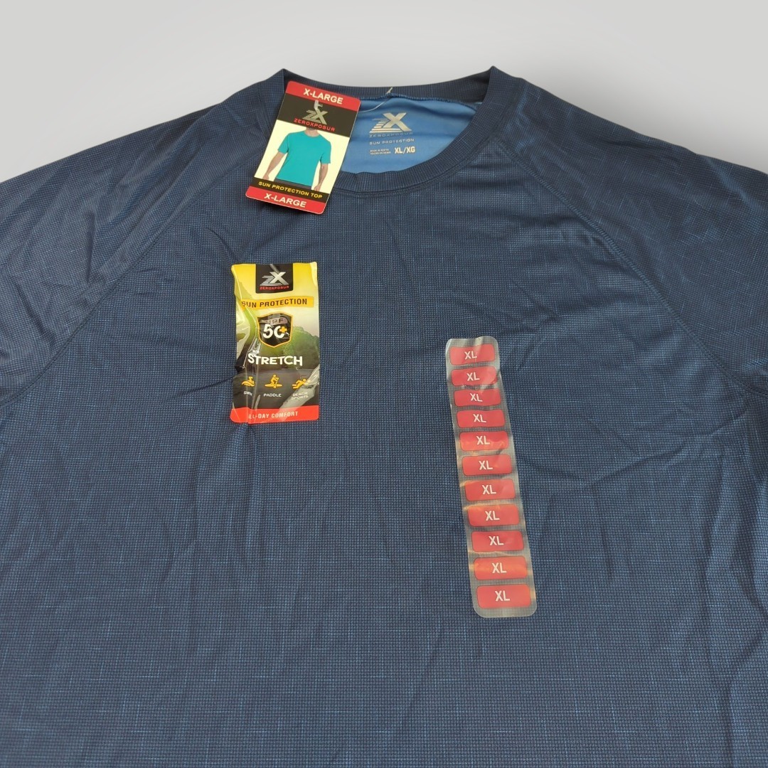NWT 50 UPF ZeroXposur Men’s XL Navy Blue Sun Protection Short Sleeve T-Shirt gallery