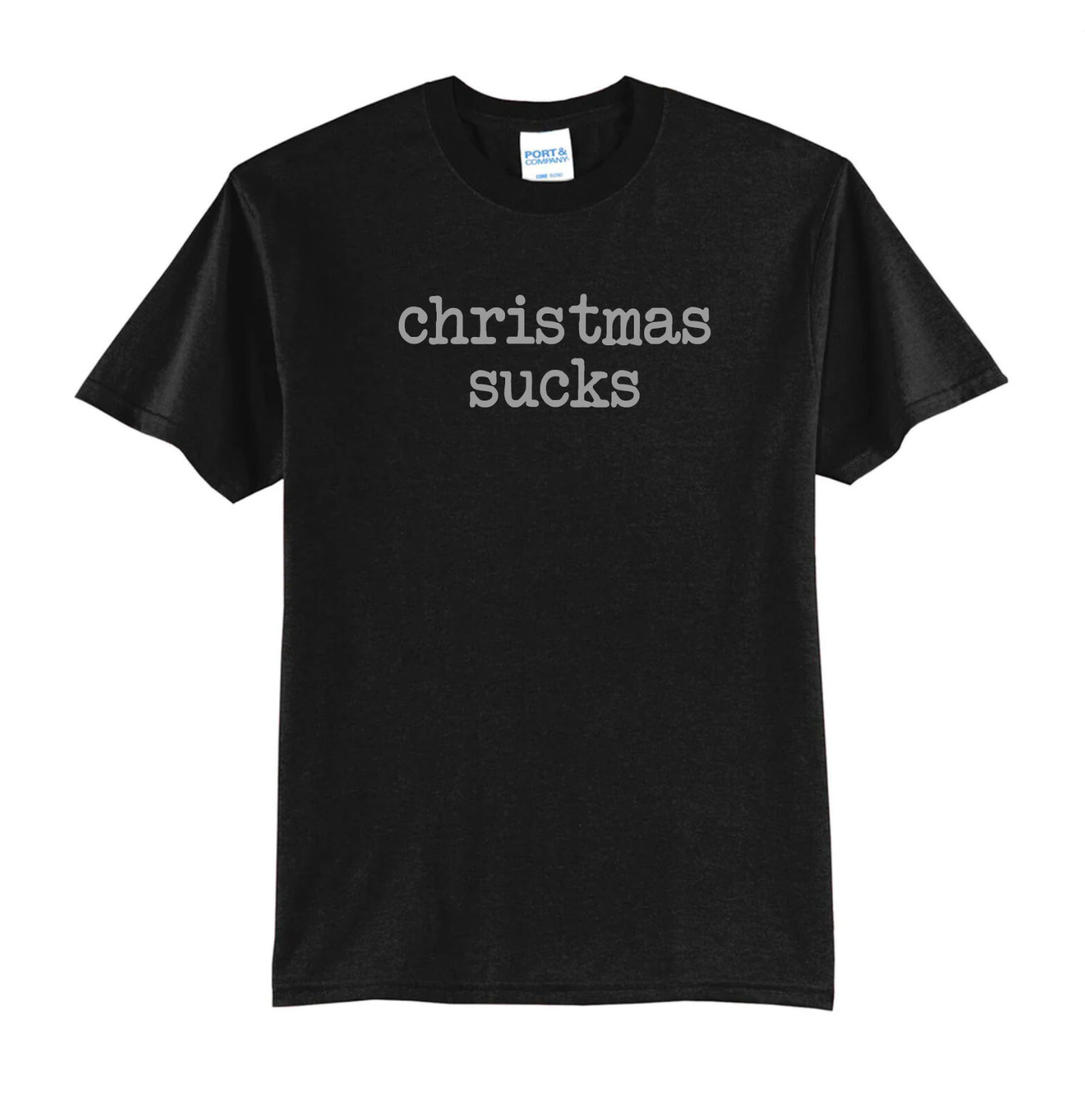 CHRISTMAS SUCKS-BLACK T-SHIRT-GREY PRINT-NEW ALL SIZES-FUNNY GREAT GIFT IDEA