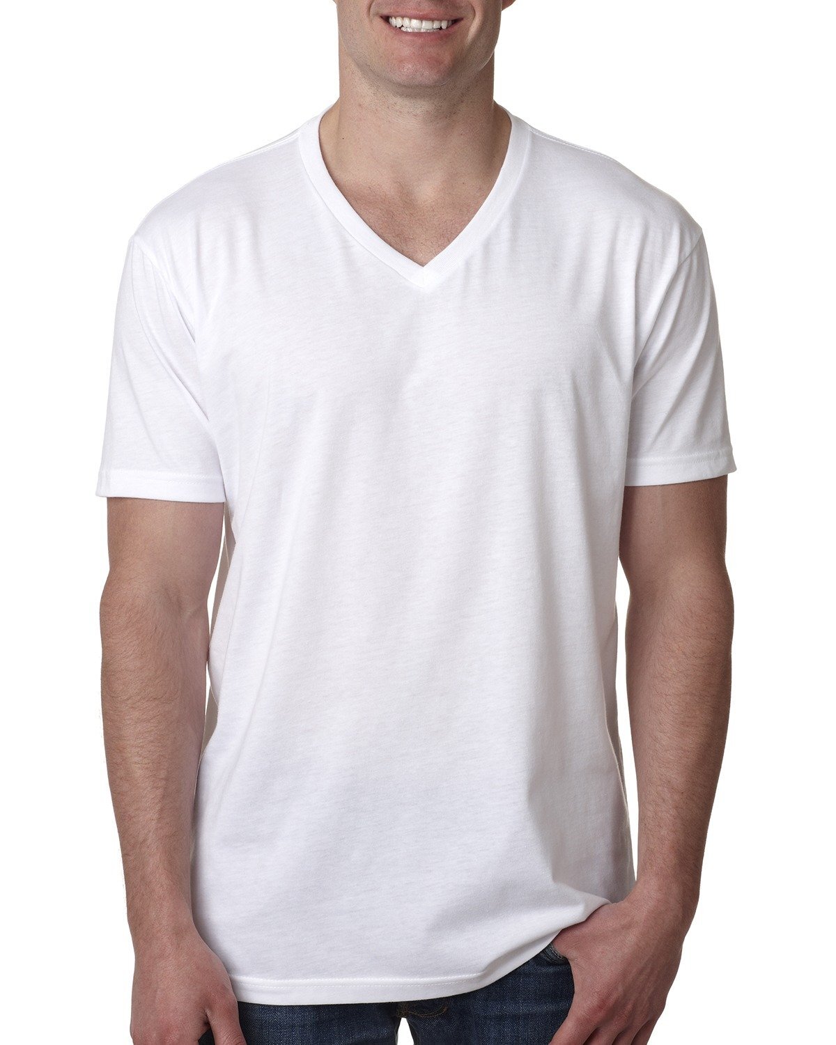 2 Pack Of Next Level Apparel Men's CVC V-Neck Stylish Plain T-Shirt - 6240 gallery