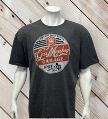 Gas Monkey Garage Custom Hotrods Dallas Texas Gray Distressed Graphic T-Shirt 2X