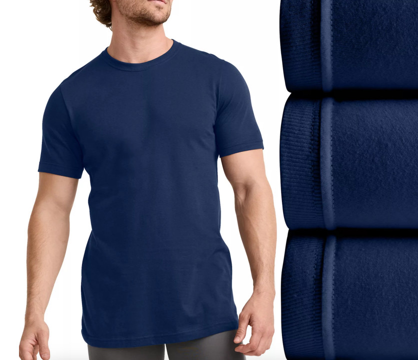 JOCKEY Mens Classic (3 PK) Navy Blue Crewneck S/S Undershirt M-2XL #9953 NIP gallery