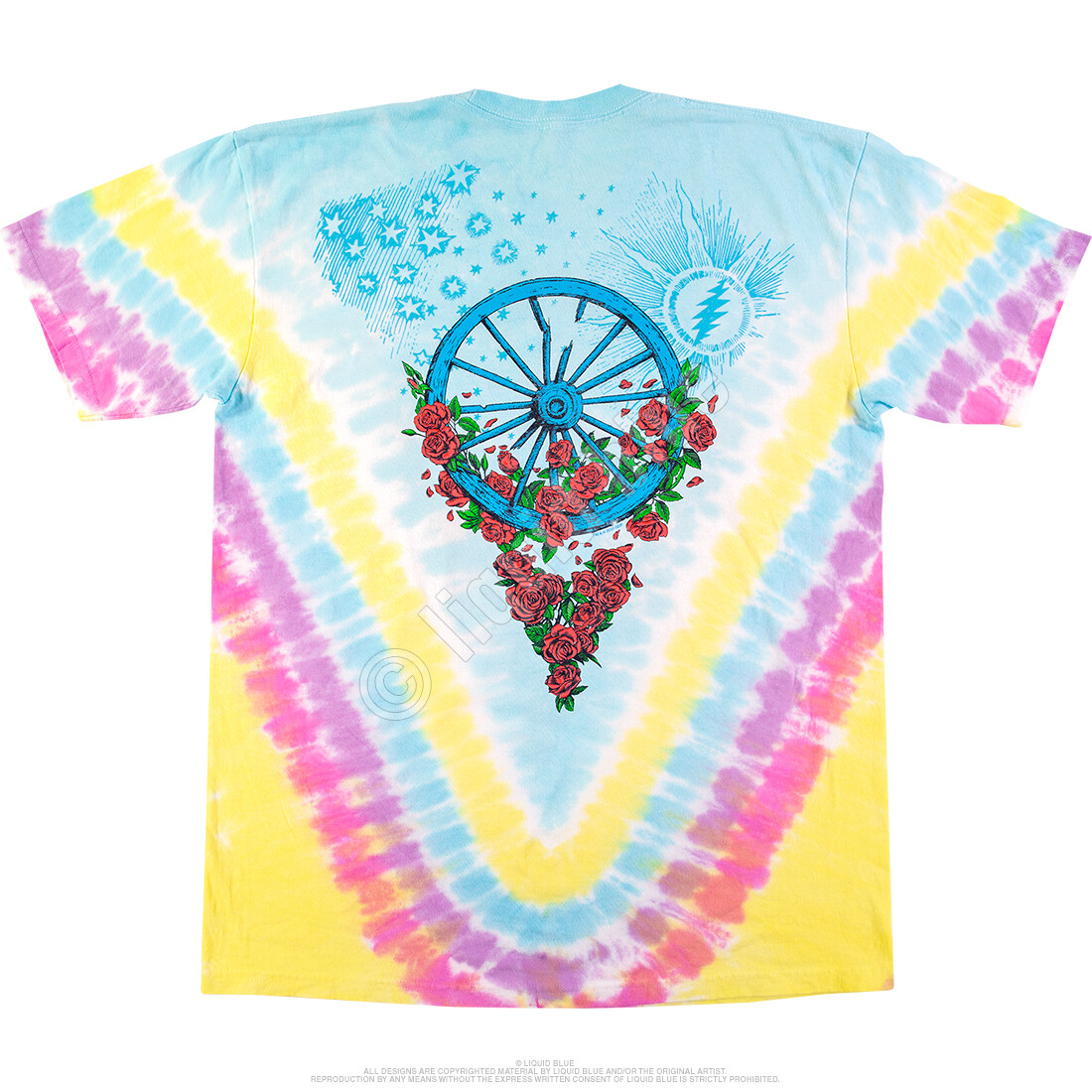 GRATEFUL DEAD-ROSE GARDEN-BERTHA-WHEEL-TIE DYE 2 Sided T-SHIRT S-M-L-XL-XXL-3X gallery
