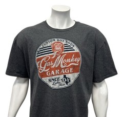 Gas Monkey Garage Custom Hotrods Dallas Texas Gray Distressed Graphic T-Shirt 2X