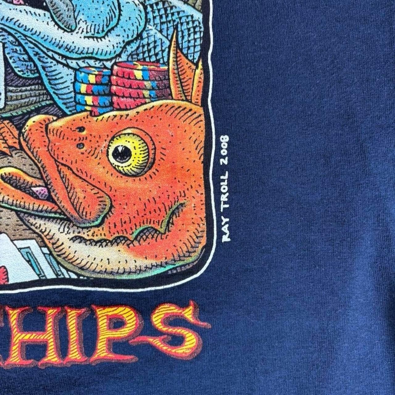Vintage 2008 ray trolls Fish and Chips navy t-shirt Men's Size Large gallery