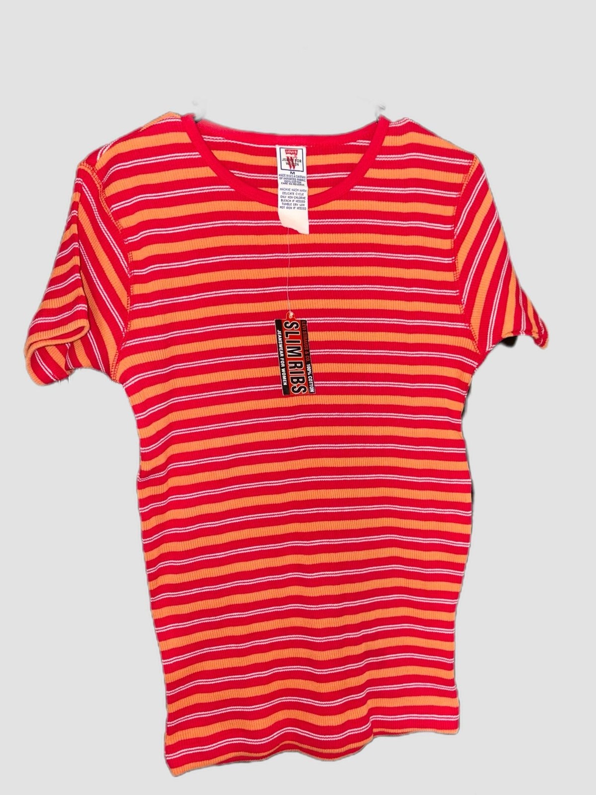 Vintage 90s Levi's Slim Ribs Striped Deadstock T-Shirt gallery