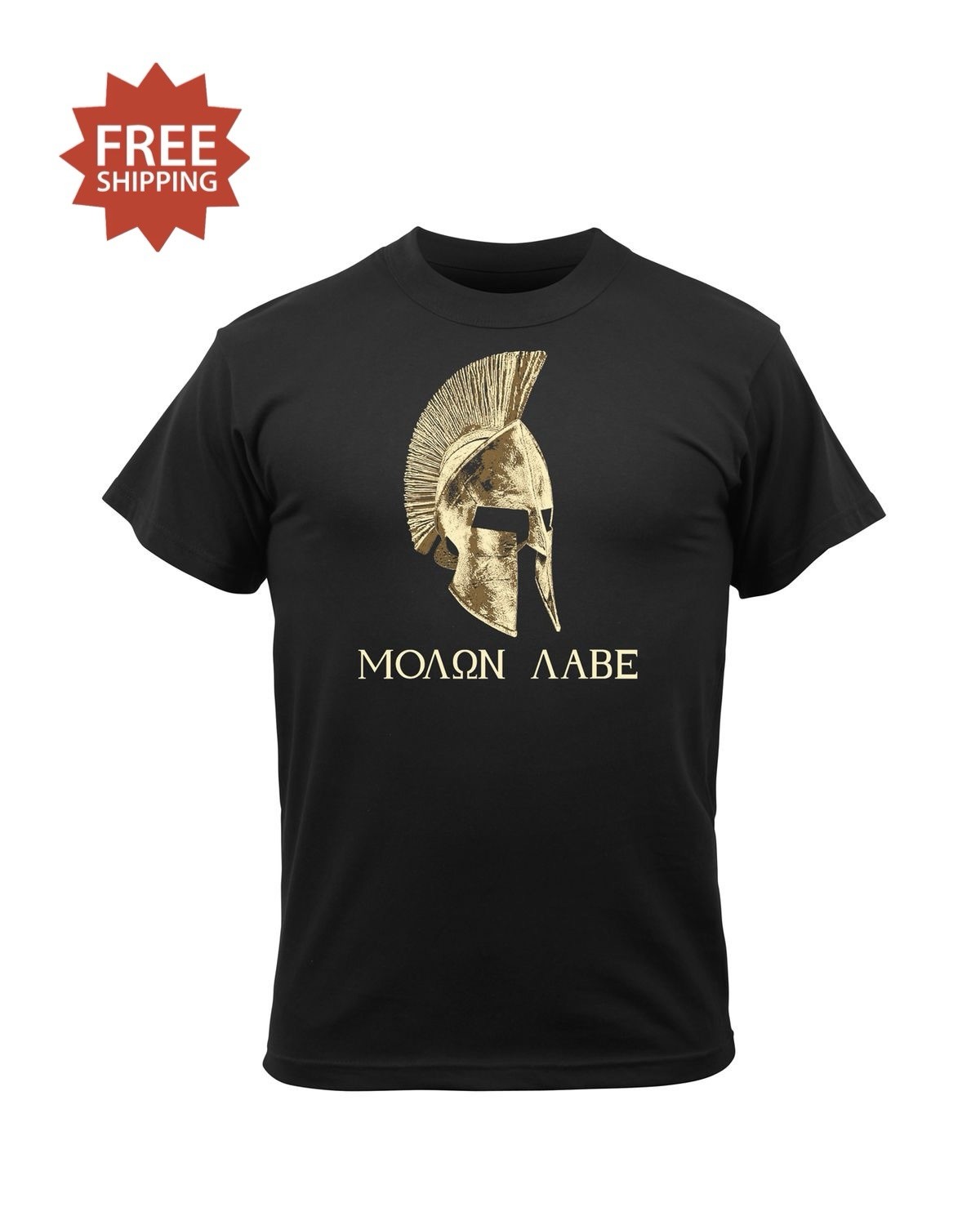 Rothco 61160 "Molon Labe” Spartan Black Short Sleeve T-Shirt - Size L - NWT gallery
