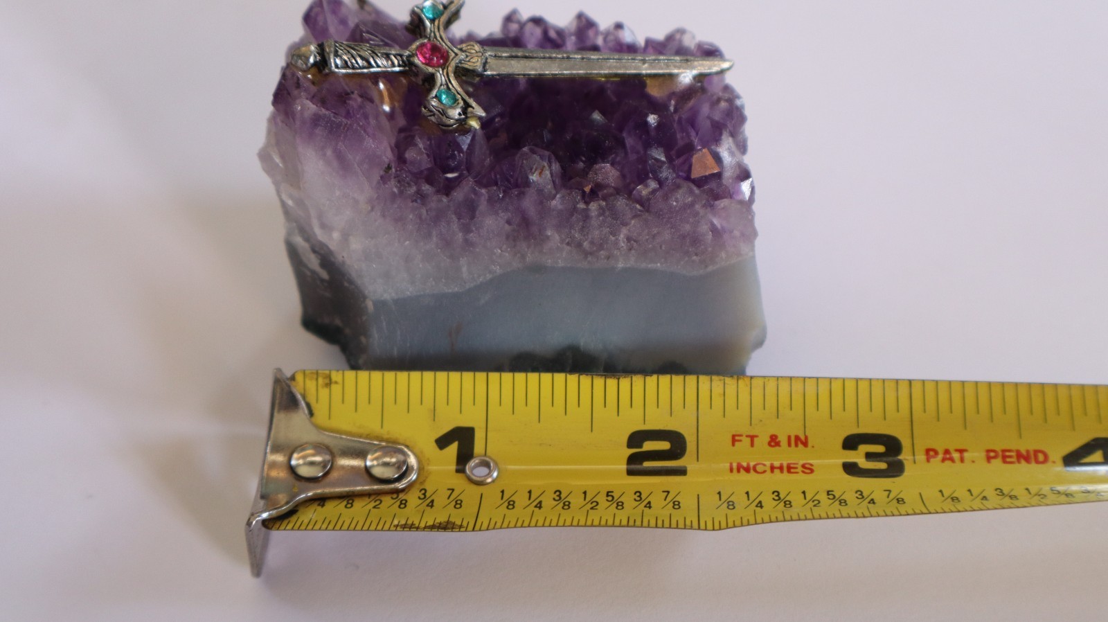Purple Amethyst Quartz Geode  Crystal With Sword d6