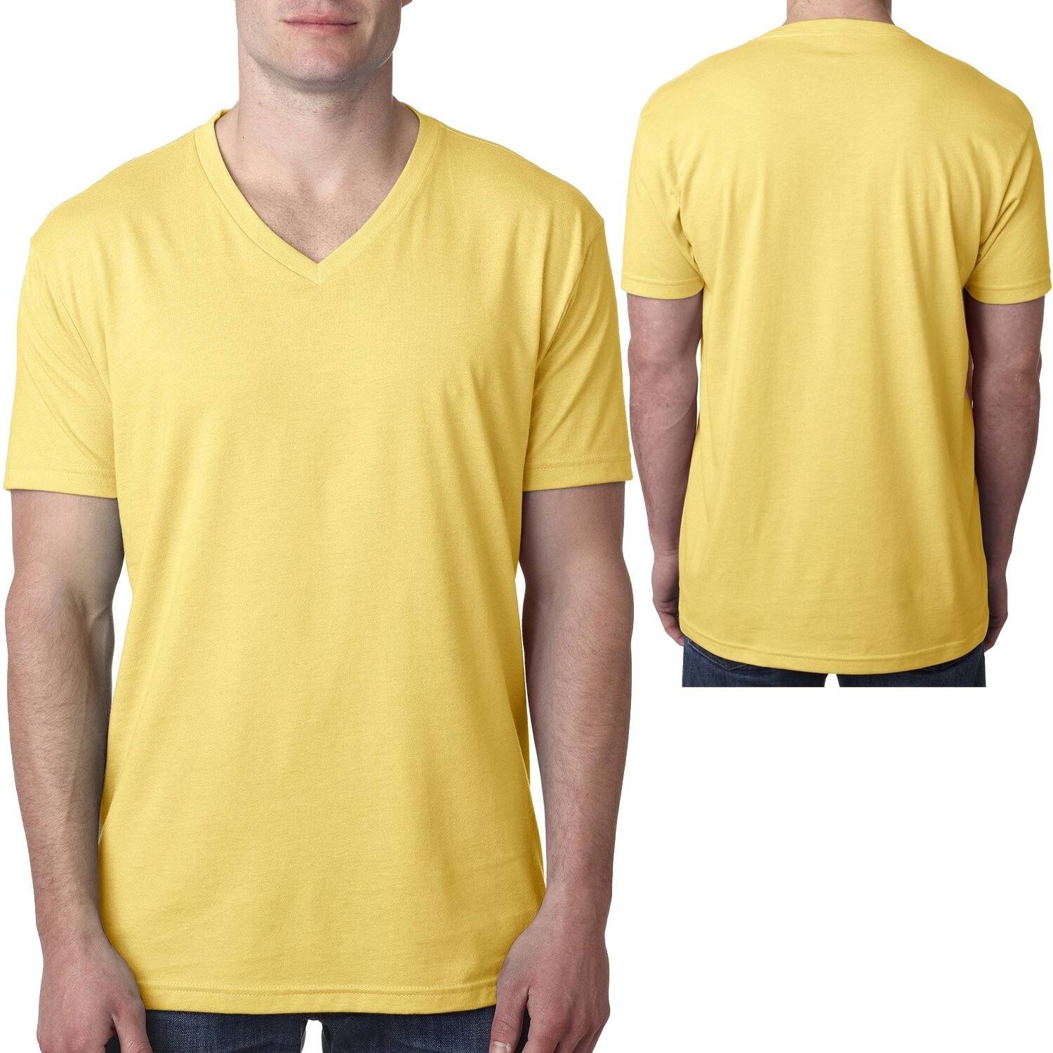 Mens Soft Preshrunk Blended V-Neck Jersey Tee Slightly Heathered CVC T-Shirt NEW gallery