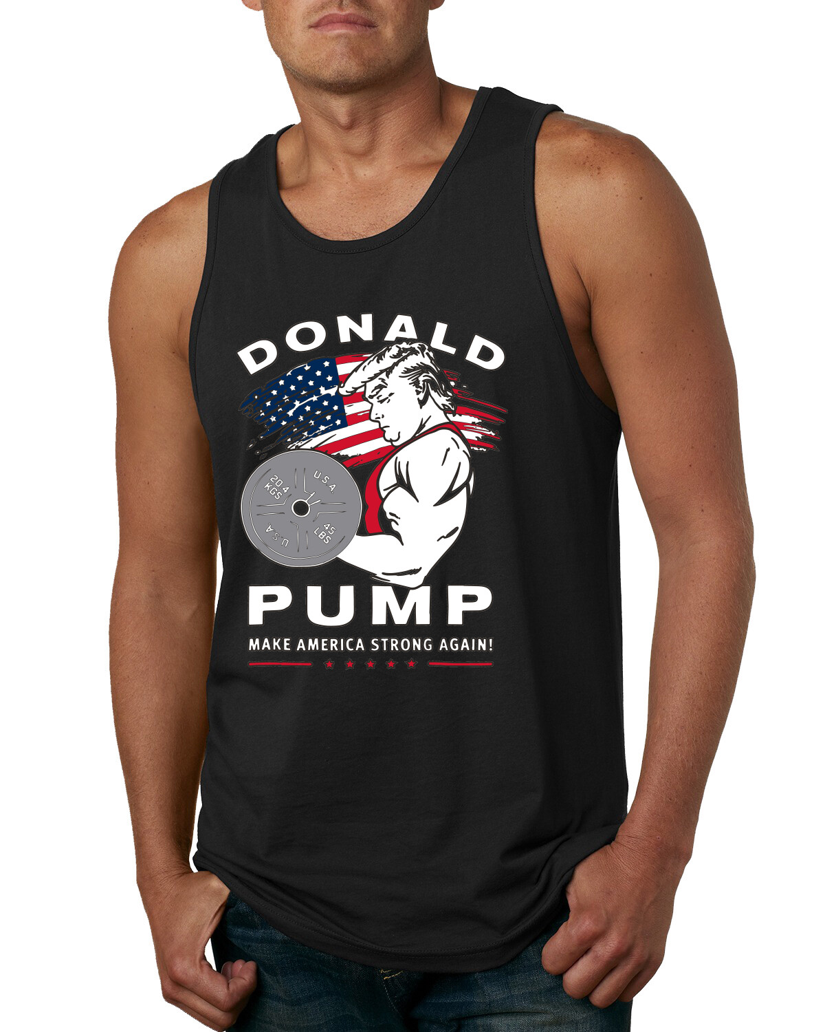 Donald Pump Funny USA Weight Lifting Political Men Gym Tank Top