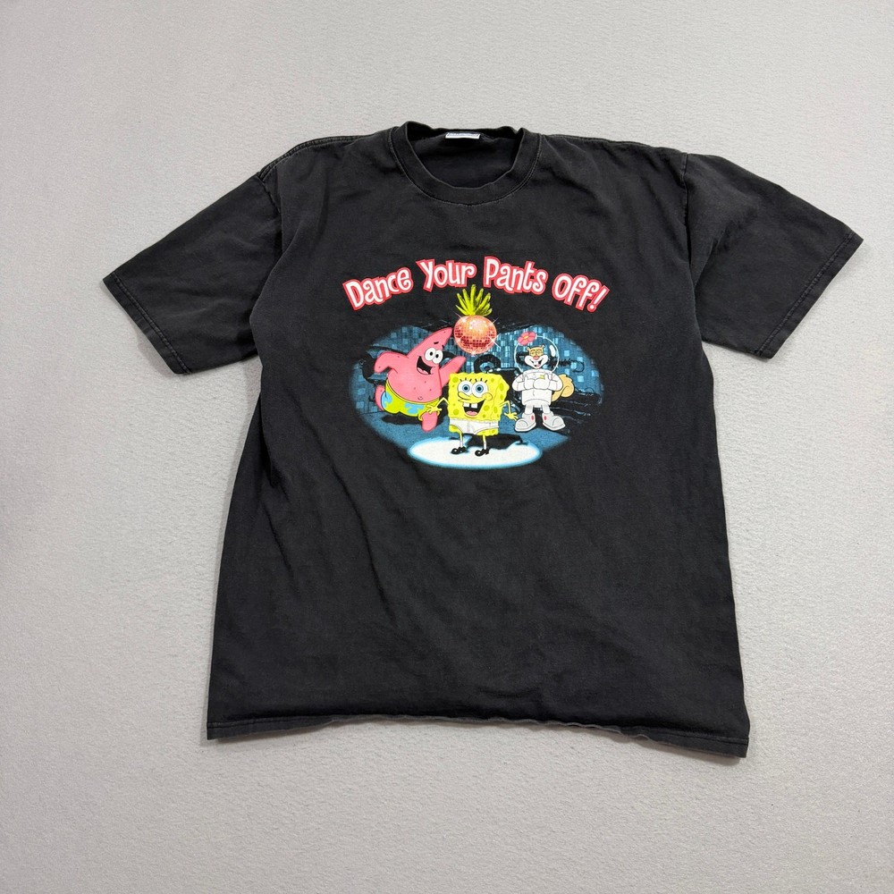 Vintage SpongeBob SquarePants Dance Your Pants Off Shirt XL All Sport Black y2k