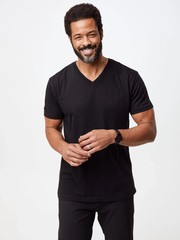Fresh Clean Threads All Black V-Neck 5-Pack SHORT FIT- SHIPS FREE!