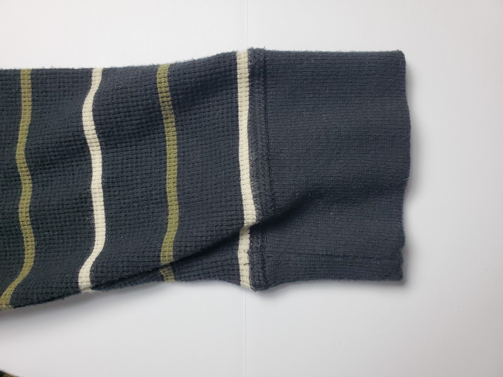 Levi's Mens XL Thermal Henley Olive Green Stripe Waffle Knit Long Sleeve Shirt gallery