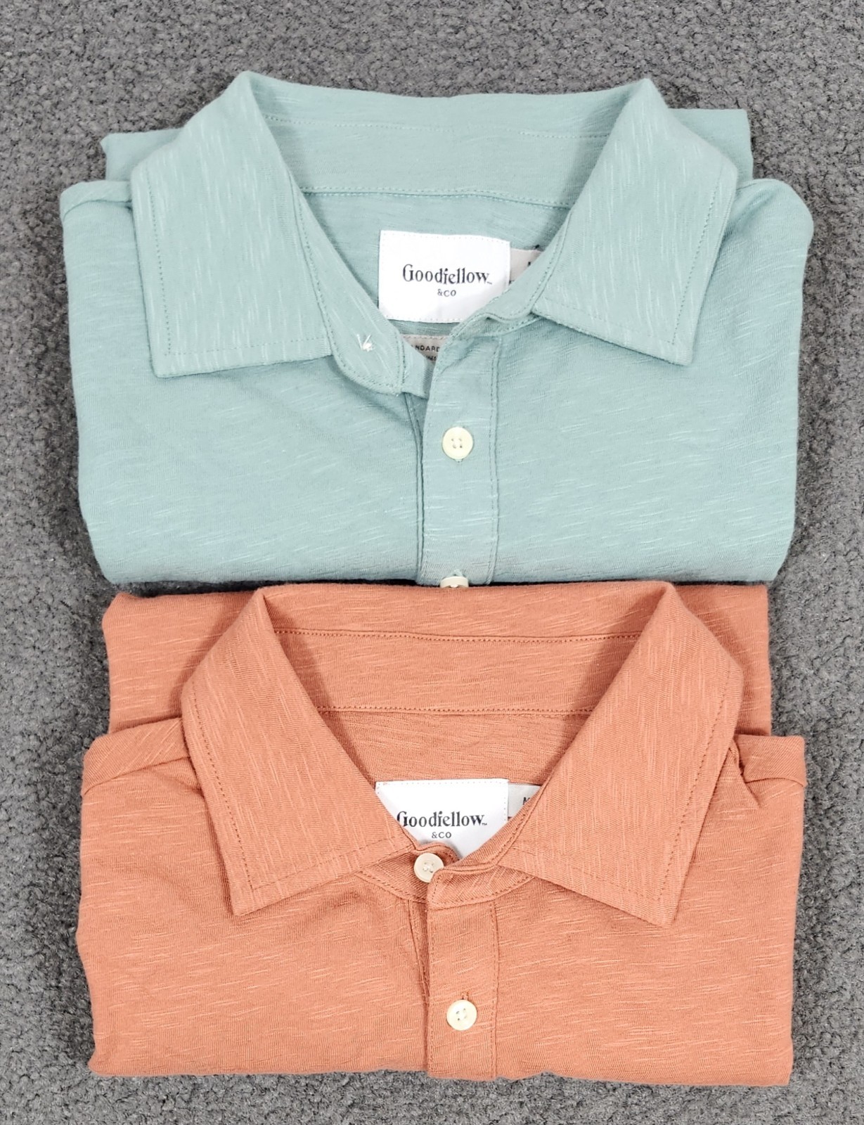 Men's Polo Shirts Short Sleeve MEDIUM Green Orange 2 PACK Goodfellow 100% Cotton gallery