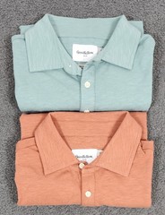 Men’s Polo Shirts Short Sleeve MEDIUM Green Orange 2 PACK Goodfellow 100% Cotton