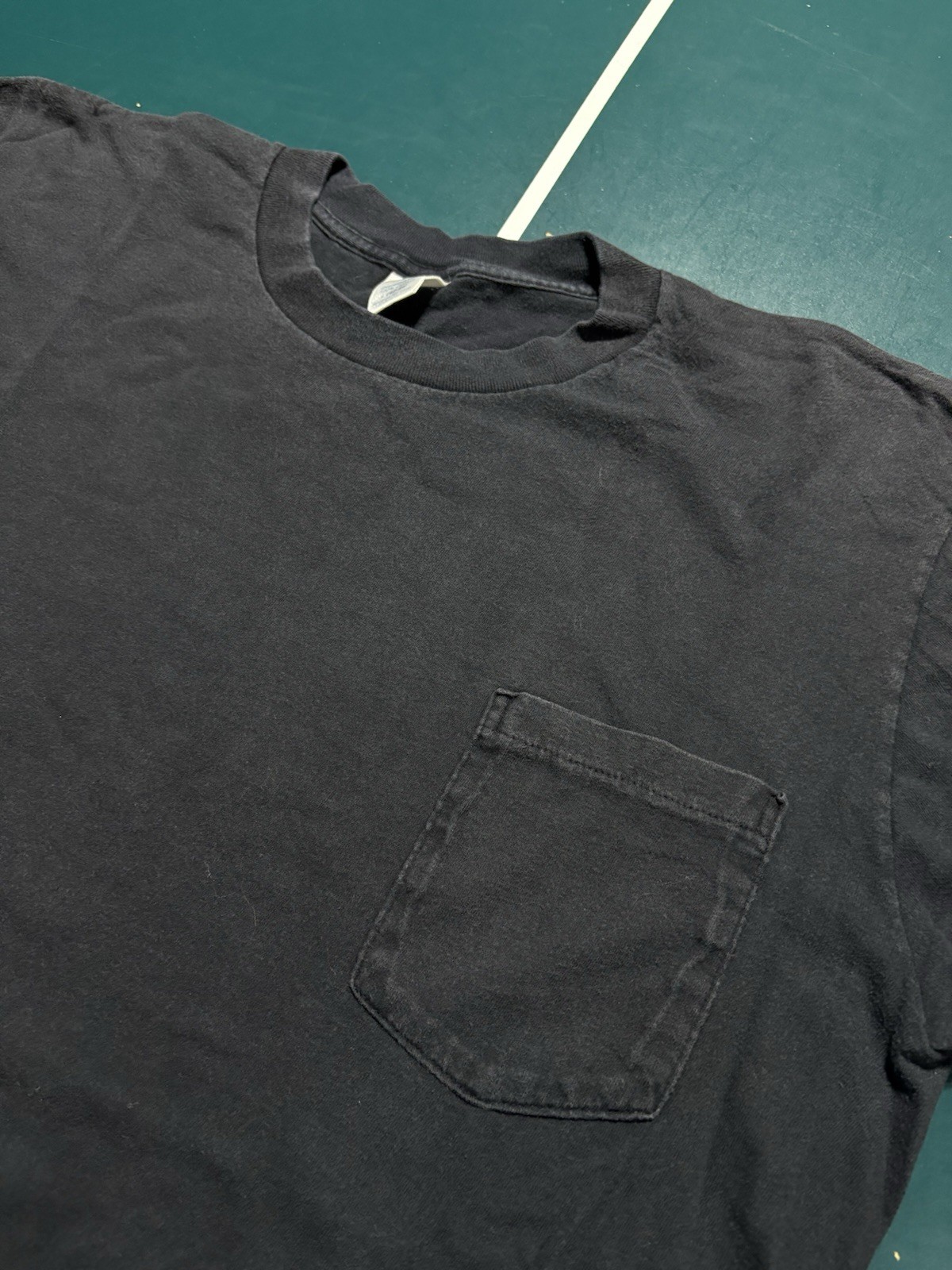 Vintage 80s JCPenney Towncraft Selvedge Pocket T-Shirt Large Black Single Stitch gallery