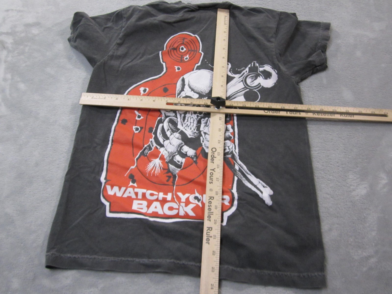 Comfort Colors Shirt Mens Small Gray Watch Your Back Skull Graphic Tee Horror gallery