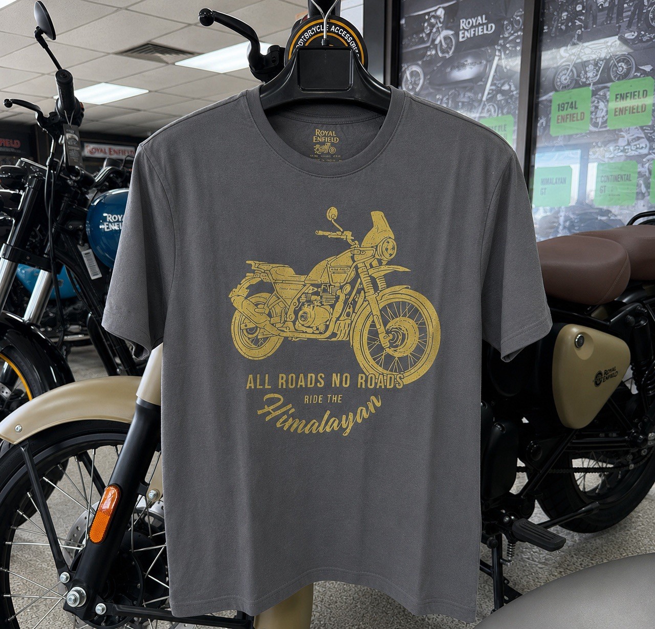 Royal Enfield Men’s Himalayan Motorcycle Graphic T Shirt Sz XL Grey Biker NWT