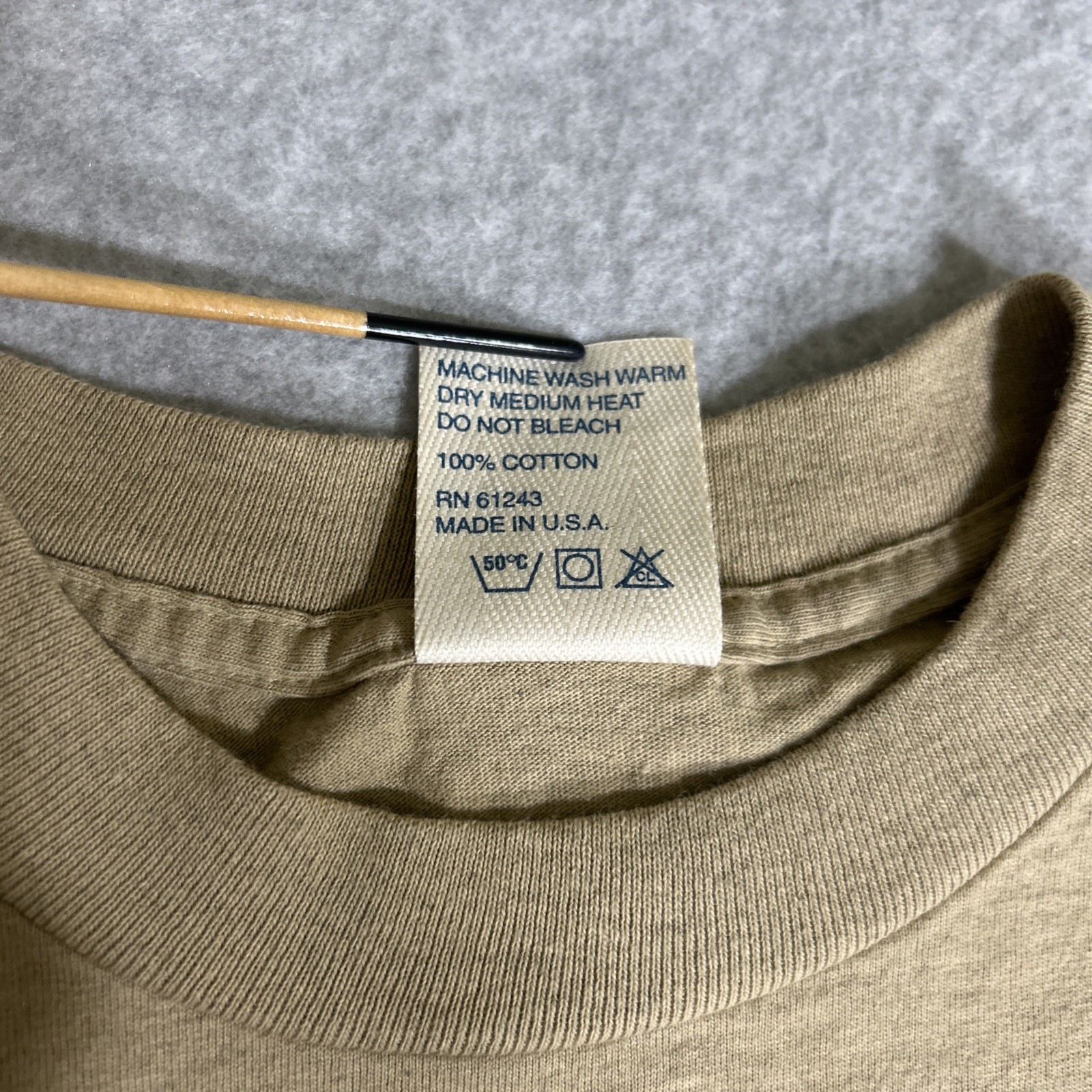 Vtg. 80s/90s Alore Single Stitch Blank Tan T-Shirt Small Made in USA Slub Cotton gallery