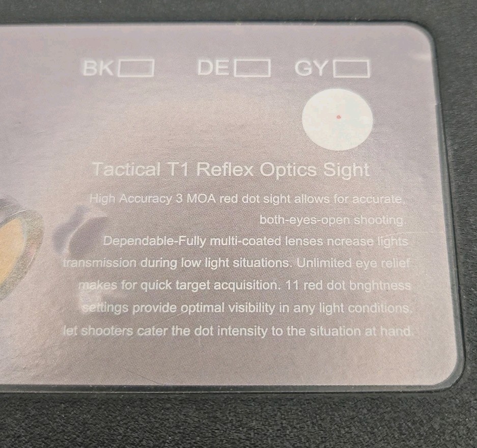 Tactical T1 Red Dot Sight 3 MOA  Reflex Sight with 1” Inch Riser Mount