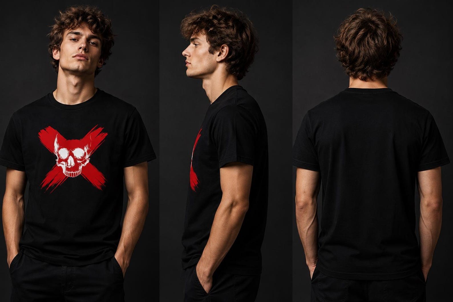 Red Skull X Graphic T Shirt Dark Gothic Punk Biker Streetwear Tee gallery