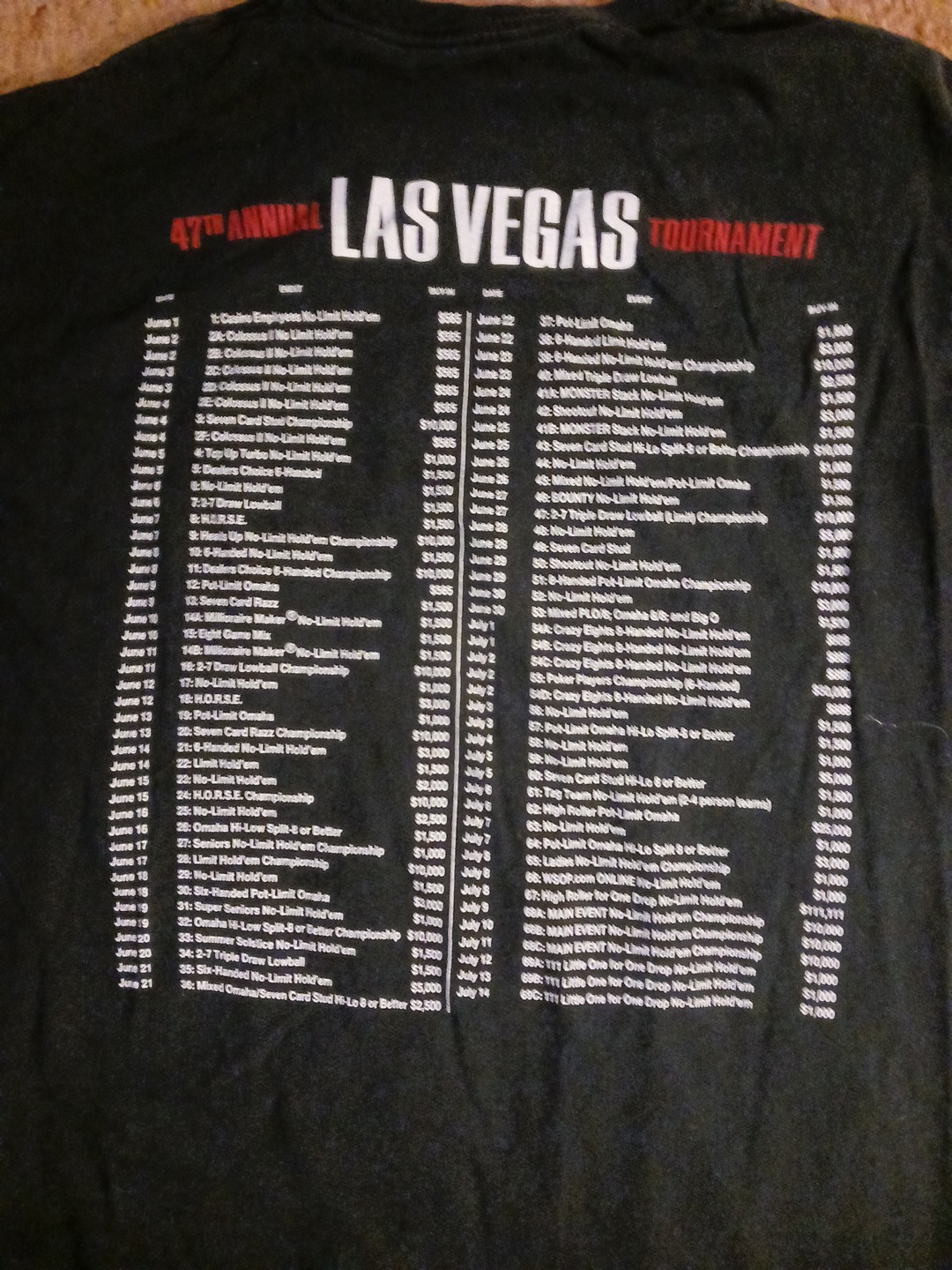 2016 World Series Of Poker 47th Annual Tournament Las Vegas Rio Mens T-Shirt L gallery
