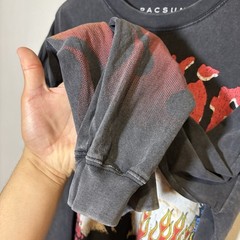Vintage Rare PacSun Motorcycle Style Eagle Flames Long Sleeve Shirt Size M Black