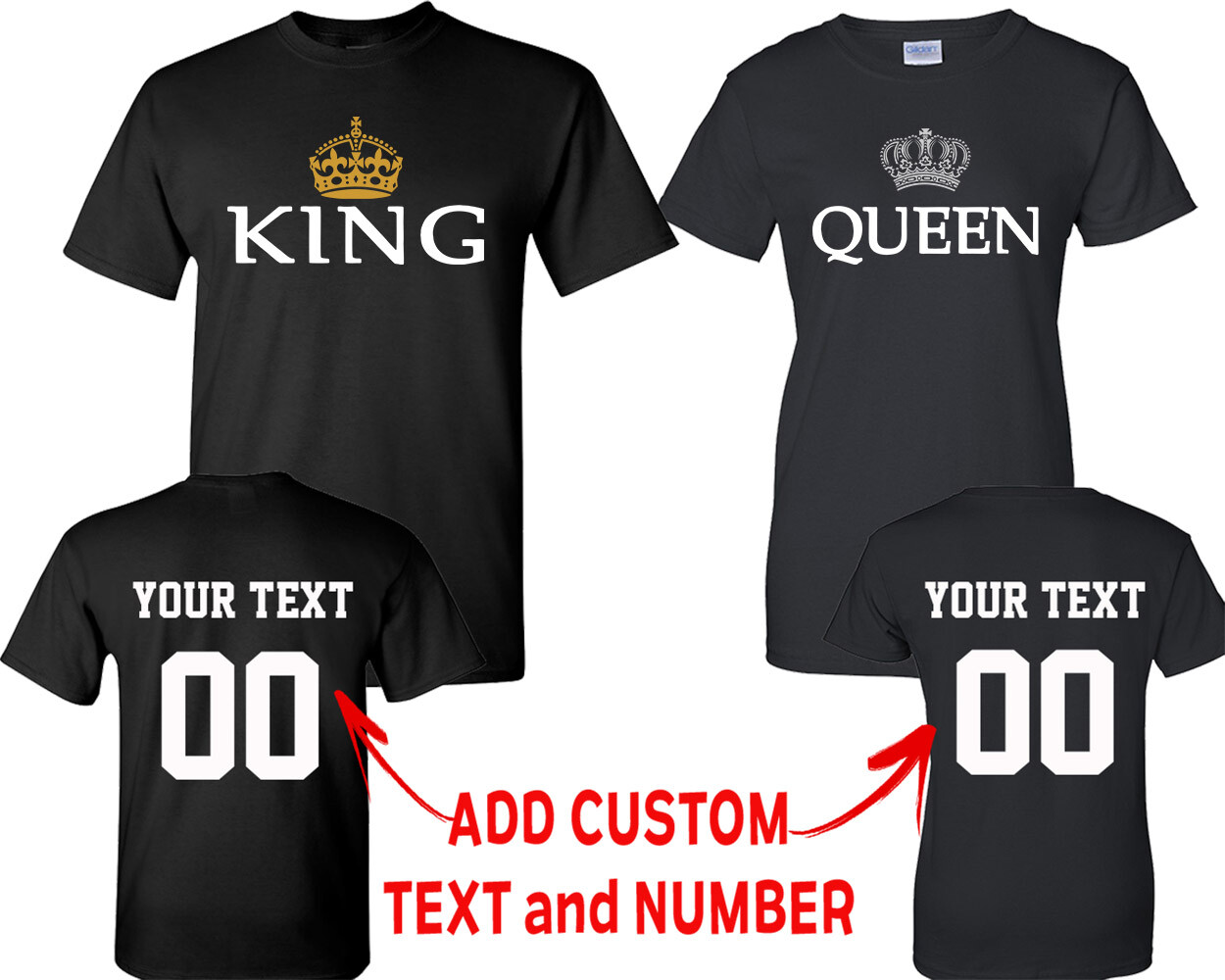 Couple Matching SHIRTS King Queen OLD TOGETHER SINCE Back Side DATE NUMBER gallery