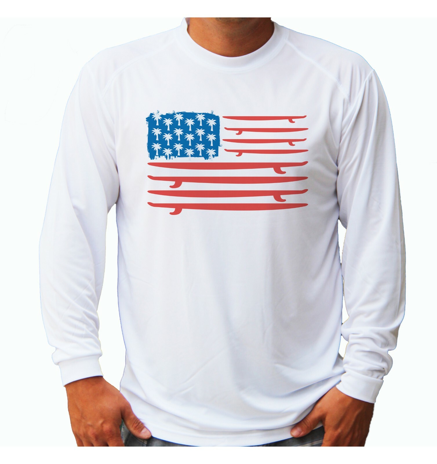 Surfing Surfer Flag Ocean Beach Long Sleeve UPF 50 T-Shirt UV Protection gallery
