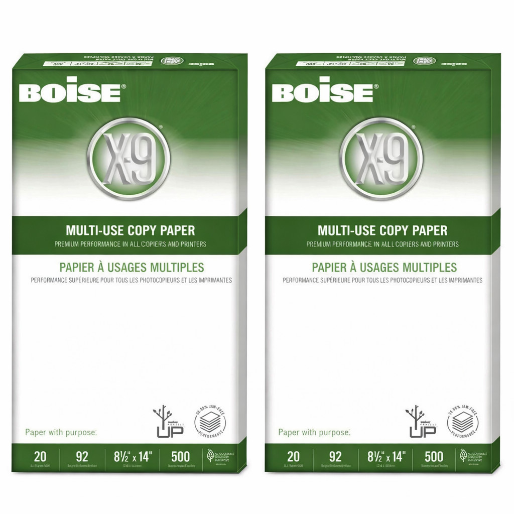BOISE X-9 Legal Size Copy Paper 8.5″ x 14″, 20 lb. 2 Reams Notary Loan Signing