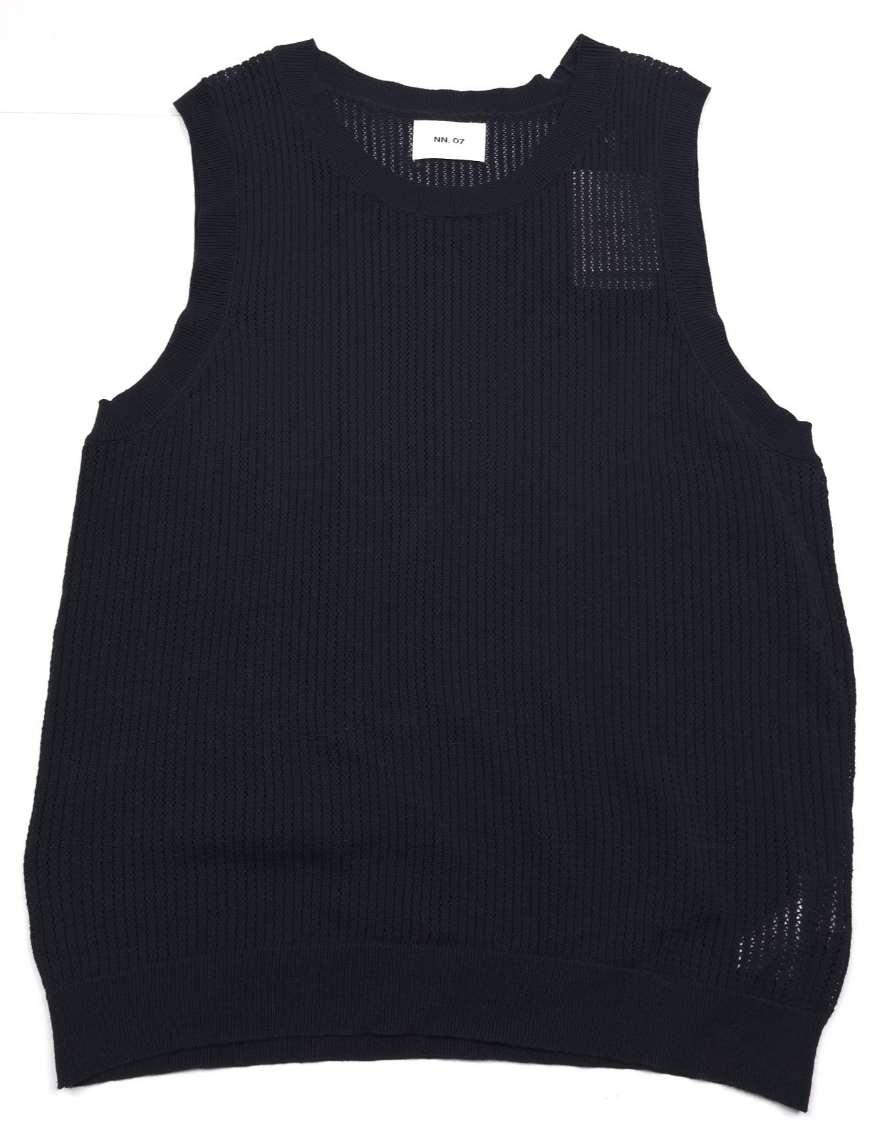 NN07 Huxley Tank Top Mens XL Black Cotton Open Knit Ribbed Collar Cotton gallery