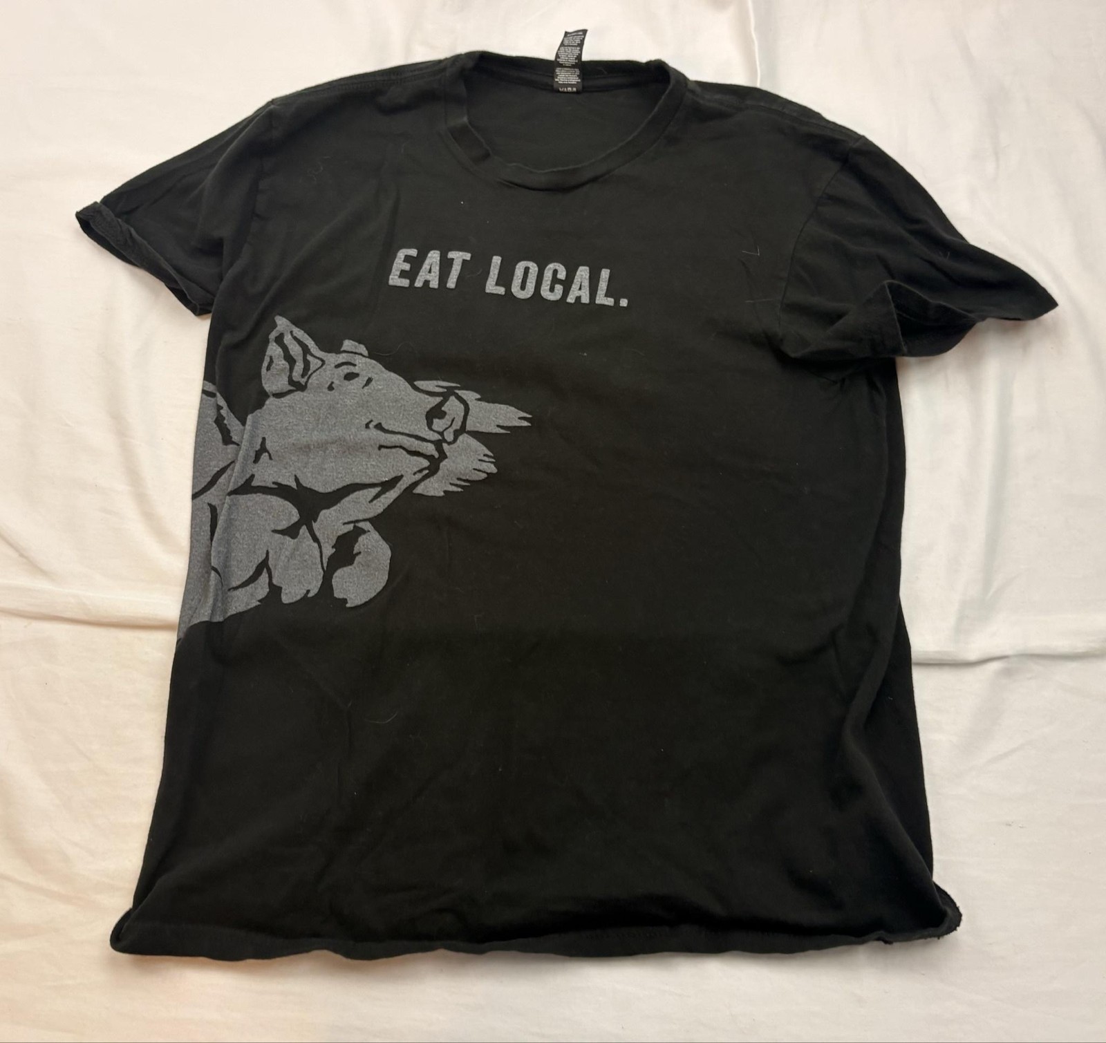 17th St BBQ Eat Local Shirt Mens Small Black Graphic Tee T-Shirt District