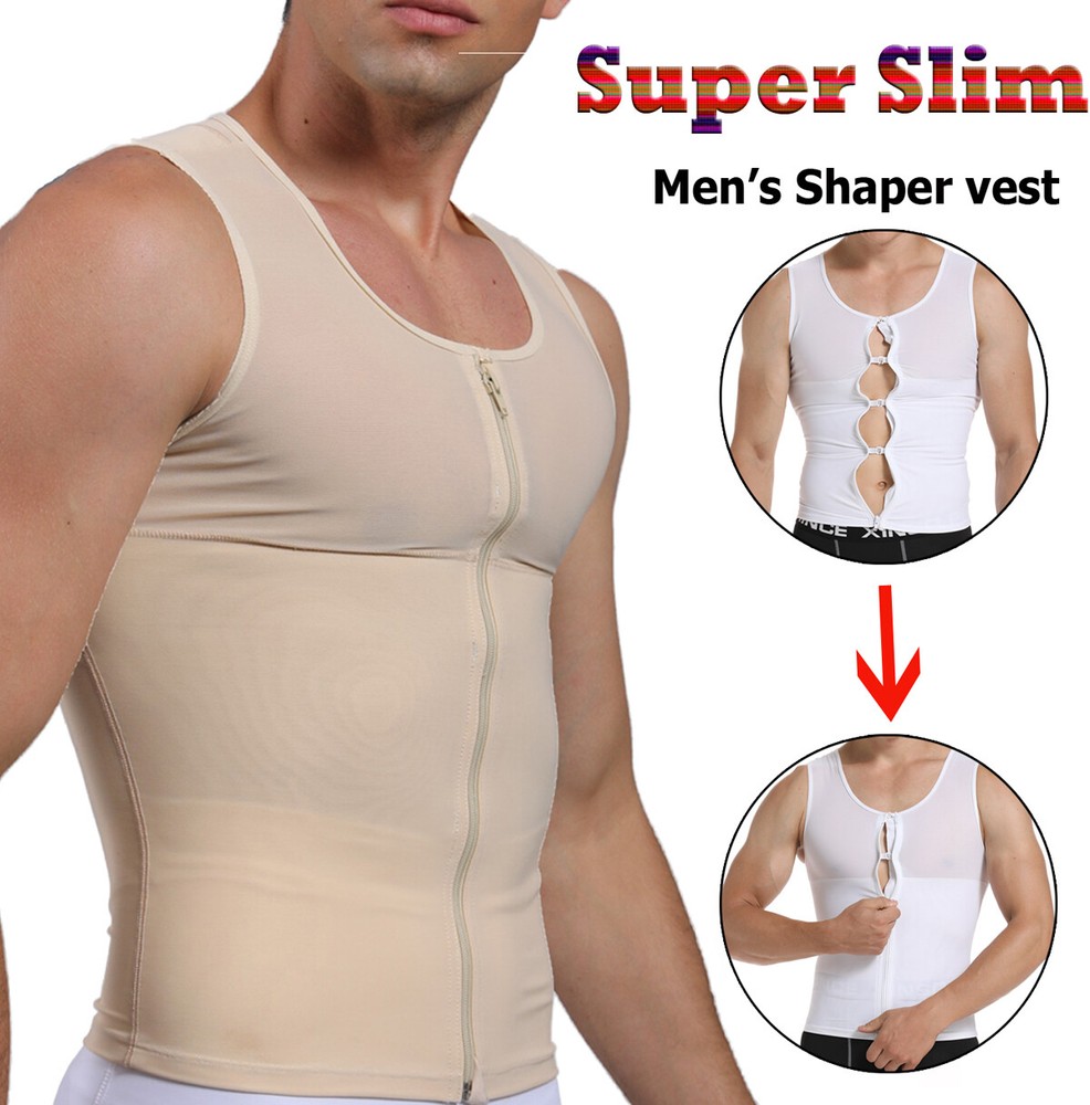 Men Slimming Body Shaper Vest Chest Compression Shirt to Hide Gynecomastia Moobs