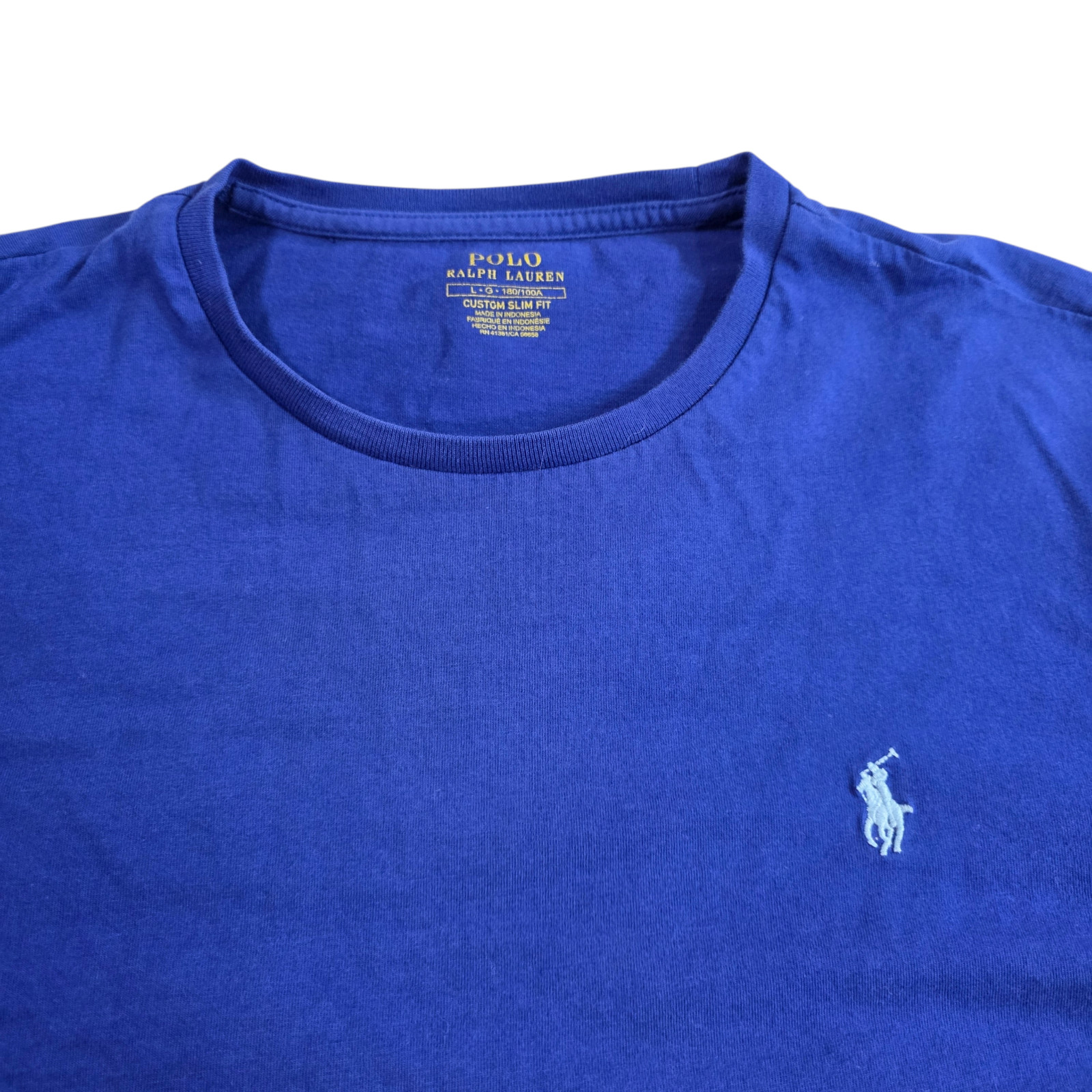 Polo Ralph Lauren T-Shirt Mens Large Blue Custom Slim Fit Crew Neck Long Sleeve gallery