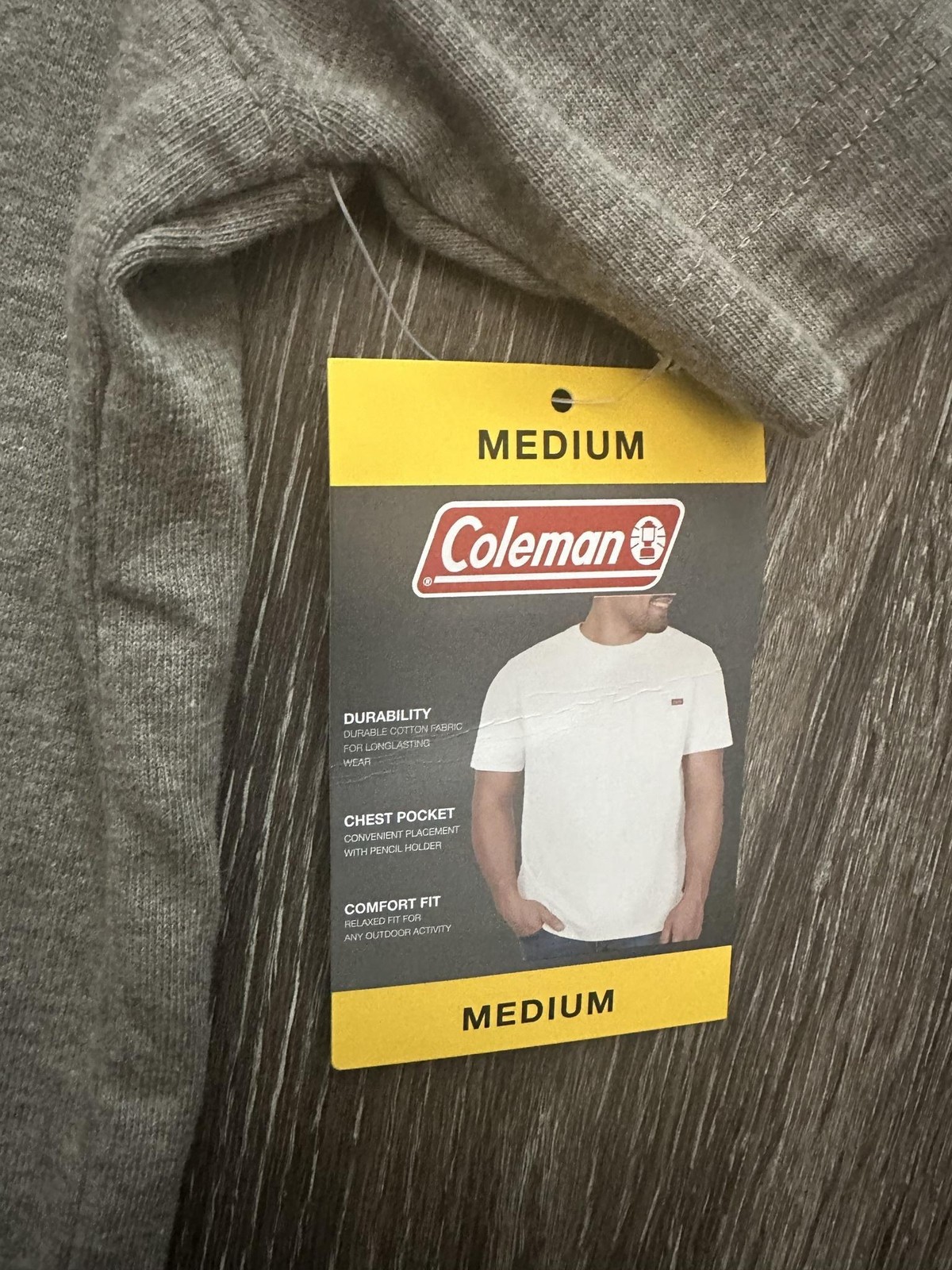 Coleman Shirt Mens Medium Gray Pocket Crew Neck Camping Outdoor Tee Relaxed gallery