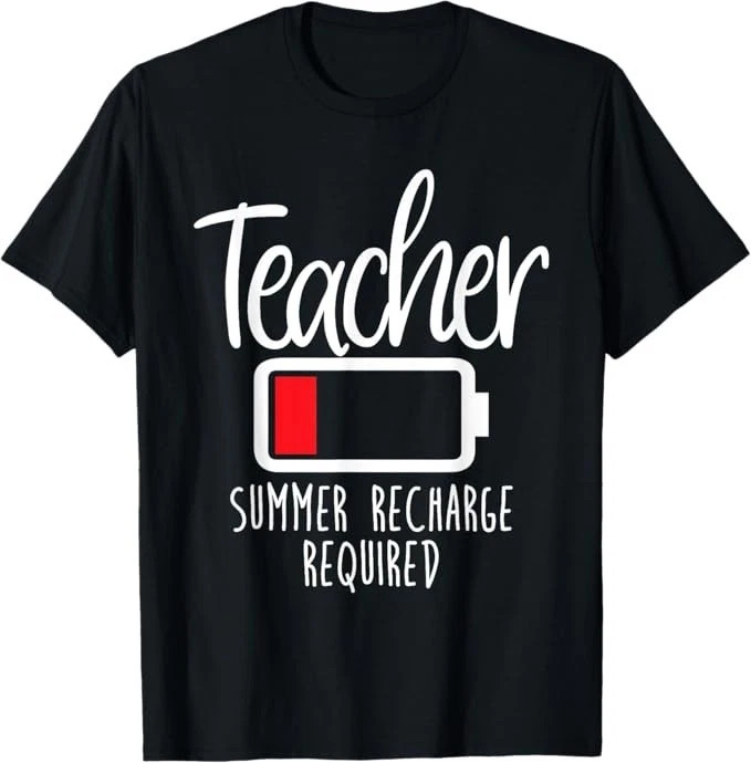 Teacher Summer Recharge Required Last Day School Women Funny T-Shirt gallery