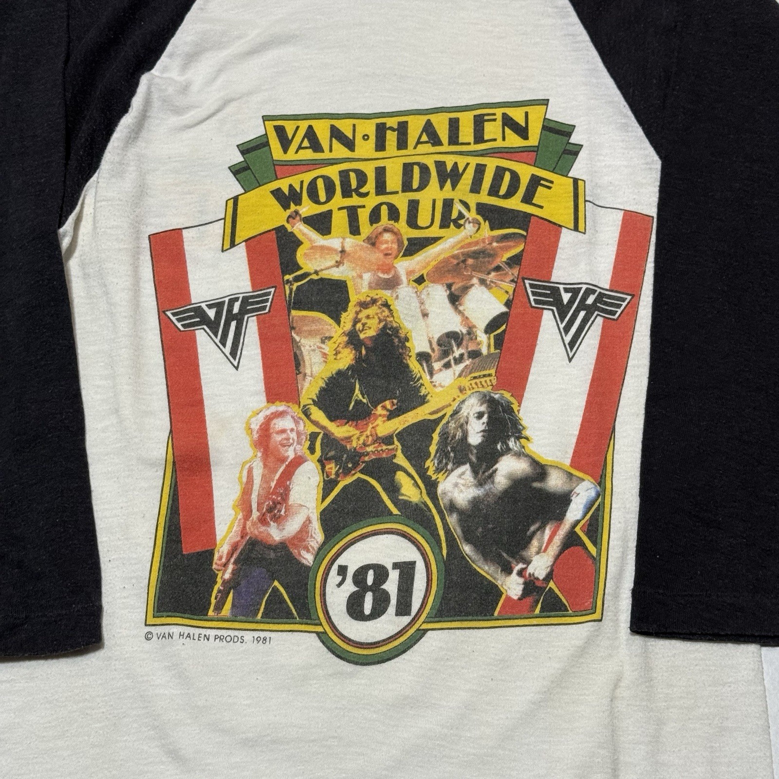 Vintage Van Halen 1981 World Tour Raglan T-Shirt Single Stitch USA Small gallery