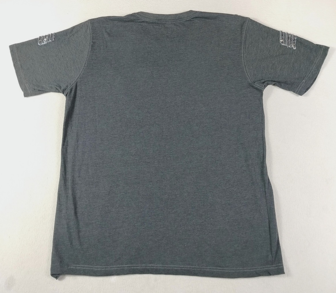 Vintage Y2K Shirt Mens Large Gray Math Print Zipper Pocket Epaulet Studded gallery