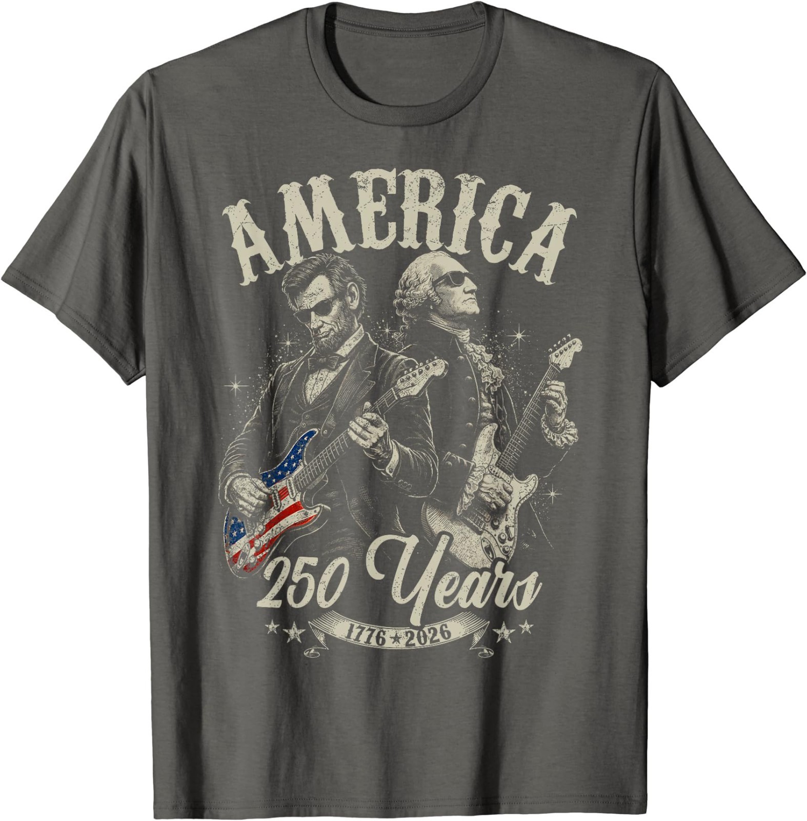 George Washington Lincoln Playing Guitar Abe Lincoln 250th T-Shirt gallery