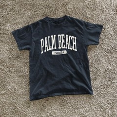 Palm Beach Florida Souvenir Beach, Aesthetic, Minimalist Navy Blue Tee