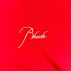 Rhude Reverse Tee Shirt Mens Extra Small Red Crew Neck Embroidered Logo Cotton