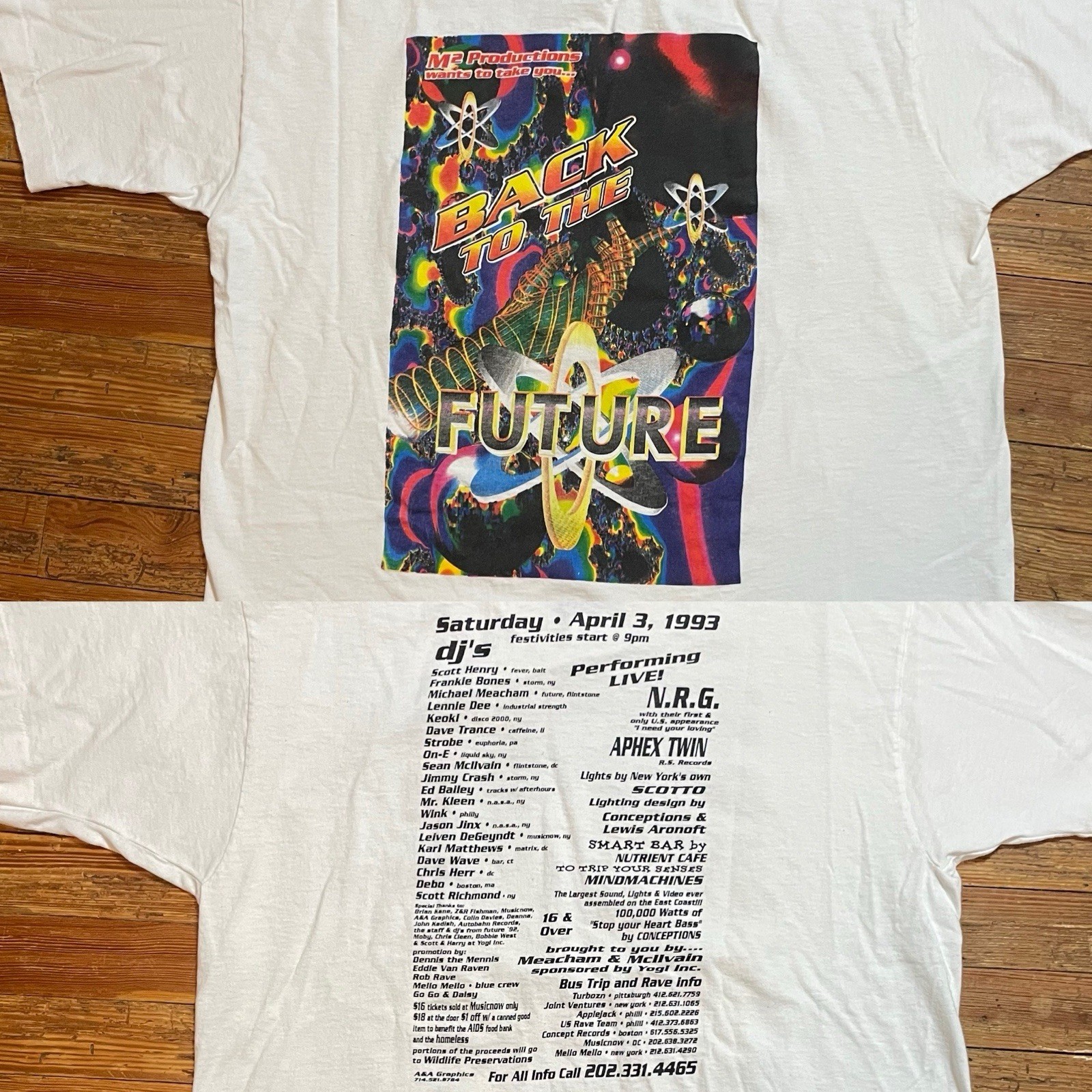 Vintage 90s Rave Shirt Aphex Twin Size XL Washington DC Techno Electronic NRG gallery