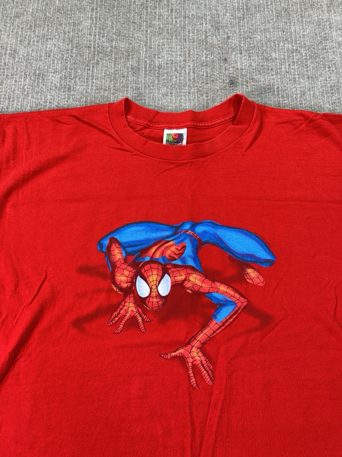 Vintage Marvel Spider-Man Tee XL Fruit Of The Loom Red Double Sided Graphic Y2K gallery